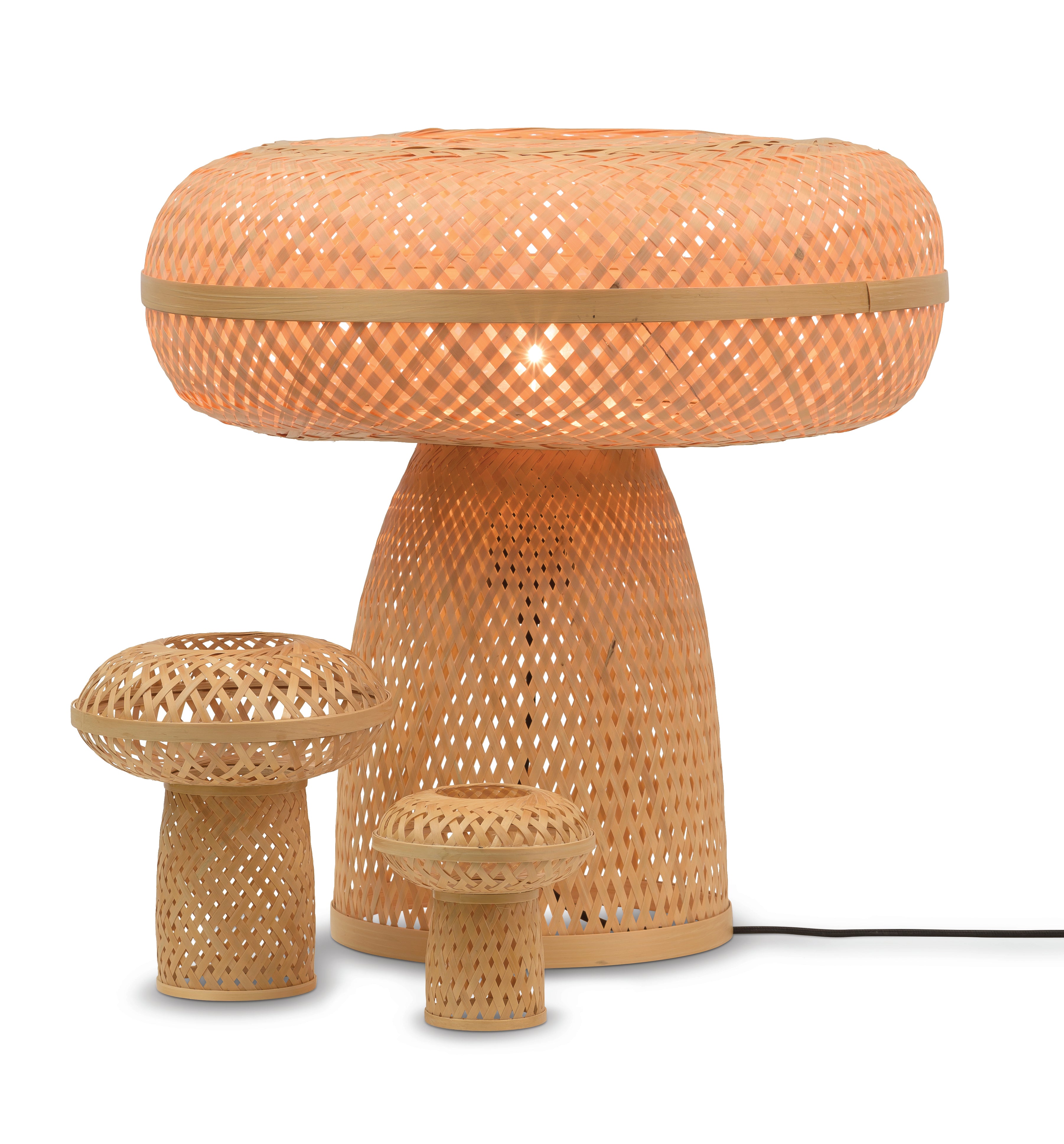 Good&Mojo Tischleuchte Palawan Bambus H.40x40cm Natur 3er Set